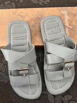 Free People Sloan Women's Buckle Slide Sandals in Light Blue Gray thumbnail 2