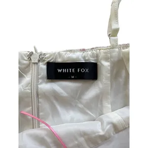 White Fox Boutique - Lace & Ribbon Trim Dainty Floral Mini Dress in White & Pink thumbnail 2