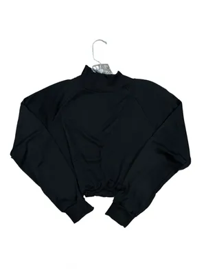 Black Quarter Zip Cropped Sweatshirt with Embroidered New York and Cinched Waste thumbnail 2
