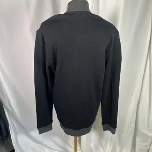 Alfani Black Zip‎ Bomber Jacket Sweatshirt Small Cotton Knit Grey Pockets New thumbnail 2
