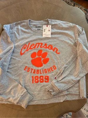 Champion Gray Clemson Sweatshirt with Orange Script thumbnail 3
