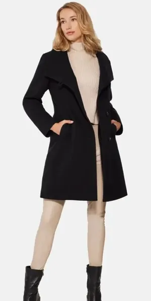 Banana Republic Women's Black Overcoat Size Small 3/4 Sleeve‎ Mid-Length Elegant thumbnail 1