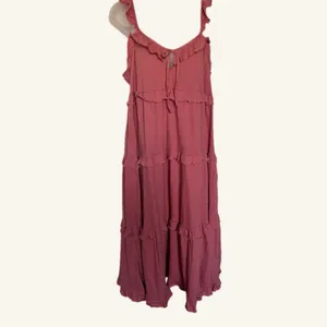 J. Crew Tiered Pink‎ Ruffled Maxi Dress Size Medium thumbnail 2