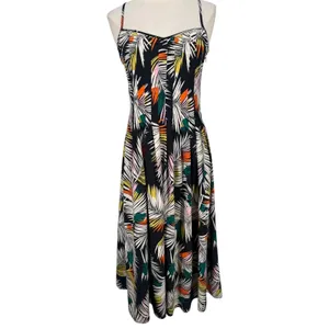 NWT Banana Republic Strappy Pintuck Maxi Dress Tropical Palm Leaf Print‎ Size 0 thumbnail 5