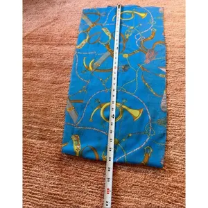 Blue Silk Equestrian Print Scarf Horses Harness Bridle Pattern thumbnail 3