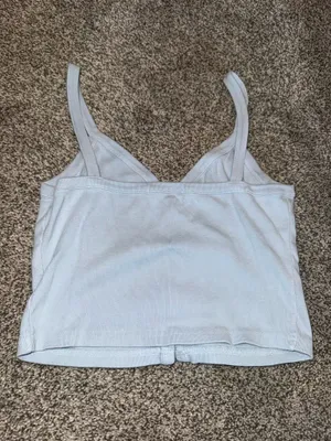 Brandy Melville Light Blue Ribbed Button-Down Tank Top thumbnail 3
