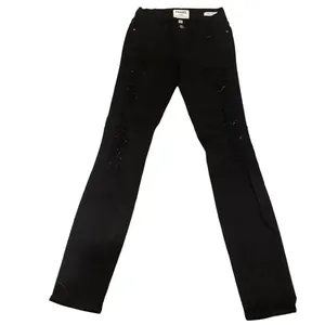 Frame Distressed Black Skinny Jeans Le Skinny de Jeanne Grunge‎ Emo Size 23 thumbnail 2