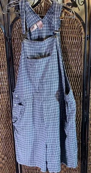 Vintage Checked 100% Cotton Shorts Overalls Size 18W/20W thumbnail 1