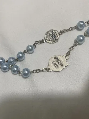Vintage Basilica San Pietro Blue Faux Pearl Rosary Italy Catholic Prayer Beads thumbnail 8