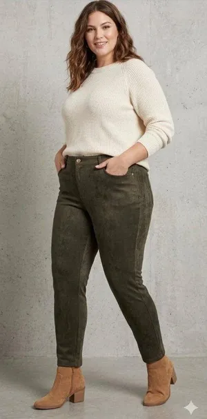 NYDJ Alina Faux Suede Pants Beige Size 18W NWT Neutral Minimalist Glam Fall Cute thumbnail 1