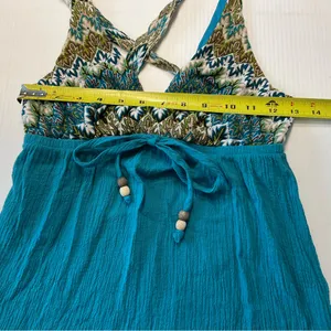 Fleurish Aqua Gauze Cotton Tank Top Y2K Boho Women Junior Sz S Crossback Straps thumbnail 5