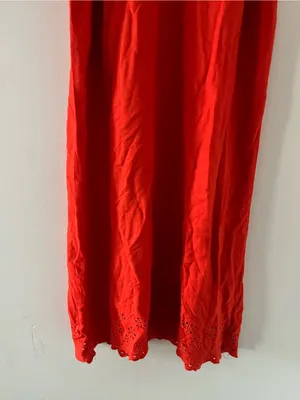 Old Navy Rust Orange Linen Blend Eyelet Midi Dress Small Cottagecore Coastal thumbnail 3