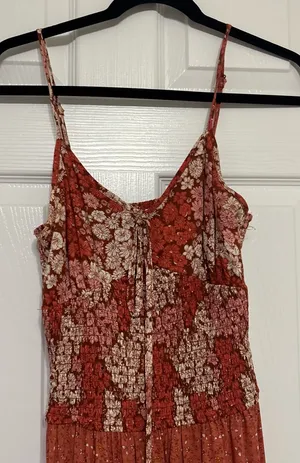 Band of Gypsies Orange, Red, and Pink Floral Patterned Sun Dress Size Small thumbnail 1