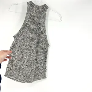 Lovemarks Chunky Knit Halter High Neck Sleeveless Sweater Heather‎ Grey S thumbnail 2