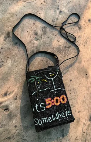ITS 5 O’CLOCK SOMEWHERE Beaded Mini Crossbody Bag Black thumbnail 1