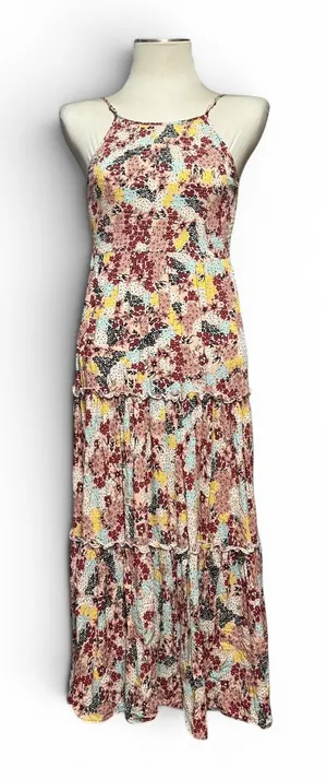 Abel the Label Sleeveless Maxi Dress Pink Blue Yellow Floral XS thumbnail 1