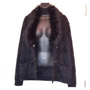 Black Rivet Black‎ Fuzzy Jacket Faux Fur Collar Cozy Winter Layer Small thumbnail 2