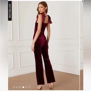VICI x Emily Travis Logan Velvet Shoulder Tie Jumpsuit thumbnail 2