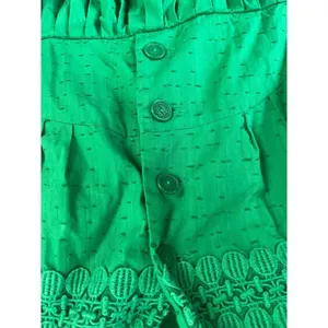 Midi Green Embroidered Teaparty Button Collared Textured Tank Dress Womens S/M thumbnail 4