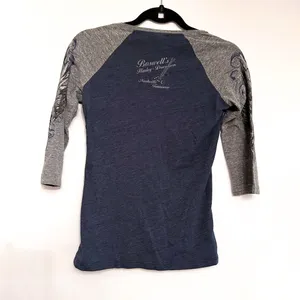 Harley-Davidson Rhinestone Logo Raglan Top Small Gray Blue Biker Tee thumbnail 3