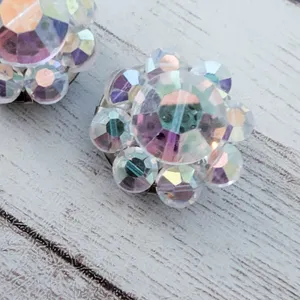 Vintage Clip On Earrings Iridescent 7/8" thumbnail 3