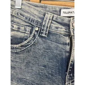 Telepatia‎ Mid Rise Wide Leg Skull Blingy Pocket Jeans SIze 5/27 thumbnail 6