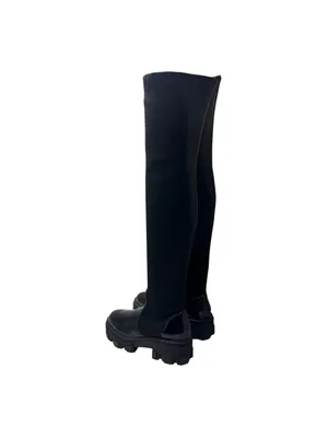 ASOS DESIGN Kimmy Chunky Flat Lug Sole Over The Knee Pull-On Boots Black Size 8 thumbnail 16