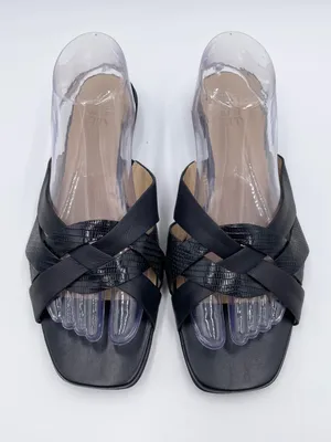 Naturalizer Womens Ashford Slide Sandal Size 10 Black Leather Square Toe Strappy thumbnail 9