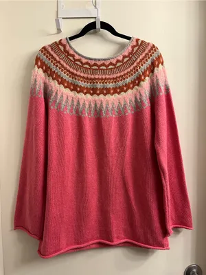 Sundance Pink Fair Isle Sweater Size Large thumbnail 4