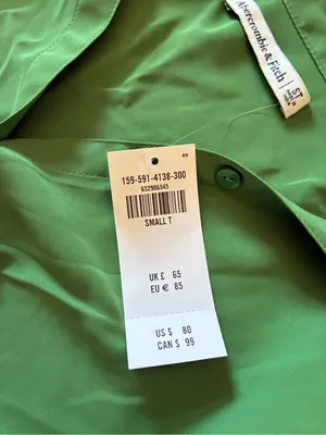 Abercrombie & Fitch Dress Small Tall Long Sleeve Twist Front Mini Green NWT New thumbnail 4