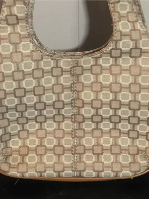 Nine West Beige Jacquard Mini Hobo Shoulder Bag Tan Zip Organizer Purse thumbnail 2