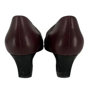 Vintage Naturalizer Jeannie Pumps Women 7.5 M Burgundy Fabric 2" Block Heel thumbnail 7