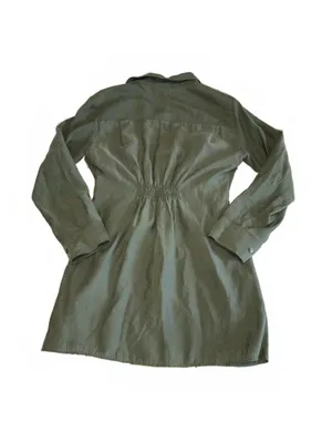 Zara Sage Green Womans L Summer mini dress v-neck long sleeves draped crossover thumbnail 5