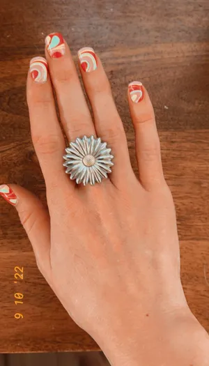 Large Daisy  & Gold Plated Ring thumbnail 1