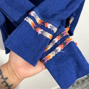 Free People We the Free‎ Blue Rainbow Embroidered Thermal Top Medium Cottagecore thumbnail 3