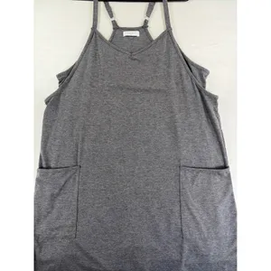 Gray Sleeveless Mini Dress Built In Short Pockets XL Heathered Jersey Athleisure thumbnail 10