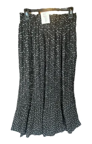 Exlura Pleated Skirt Large Black Polka Dot Maxi Stretchy Swing‎ Flowy Feminine thumbnail 1