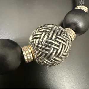BRIGHTON Neema Chunky Ethnic Style Black Braided Cord Beaded Collar Necklace thumbnail 11