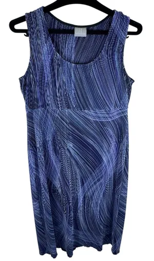 Rabbit Rabbit Rabbit Vintage Blue Swirl Pattern Accordion Stretchy Tank Dress 12 thumbnail 1
