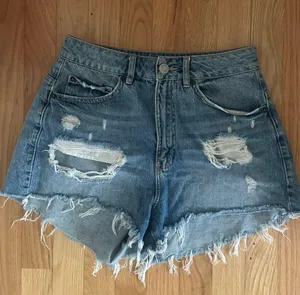 High Waisted Distressed Denim Shorts thumbnail 1