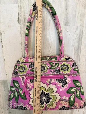Vera Bradley Womens OS Viva La Vera Pink Green Floral Quilted Frame Satchel Bag thumbnail 4