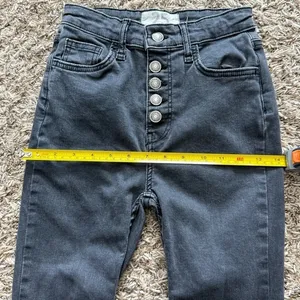 Free People Sabrina Button Front High Waisted Skinny Washed Black Gray Size 25 thumbnail 14