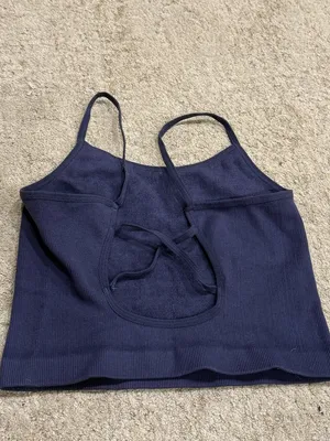 By Together Women's Navy Ribbed Square-Neck Tank Top thumbnail 2