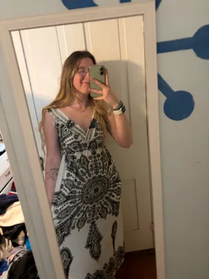 Black and white floral halter dress thumbnail 2