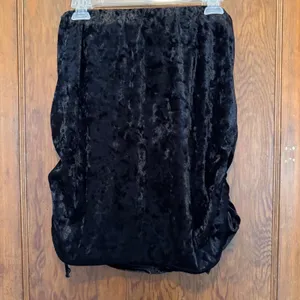 Vintage Y2K Black Velvet Mini Skirt Ruched Witch Whimsigoth Fairy Goth Rave‎ XL thumbnail 2