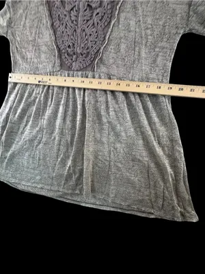 Free People Heather Gray Tunic with Lace Yoke thumbnail 7