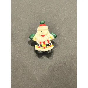 Handmade Vintage Clay Christmas Holiday Santa Pin Brooch thumbnail 2
