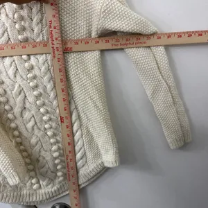 Talbots S Cable Knit Bobble Sweater Ivory Chunky Cozy Winter‎ Holiday Xmas Wool thumbnail 7