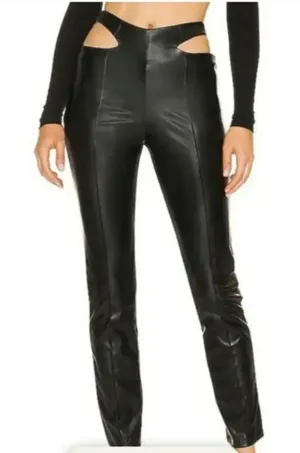Superdown Black Faux Leather‎ Sia Cutout Pants thumbnail 1
