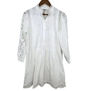 Madewell White Lace‎ Crochet Tuxedo Pleat Tunic Dress XL Cottagecore Cute NWT thumbnail 2